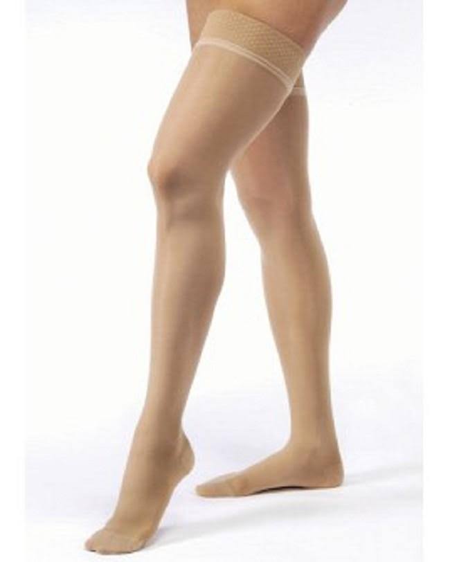 30-40 mmHg Small Suntan Thigh High Silicone Dot Band V7940