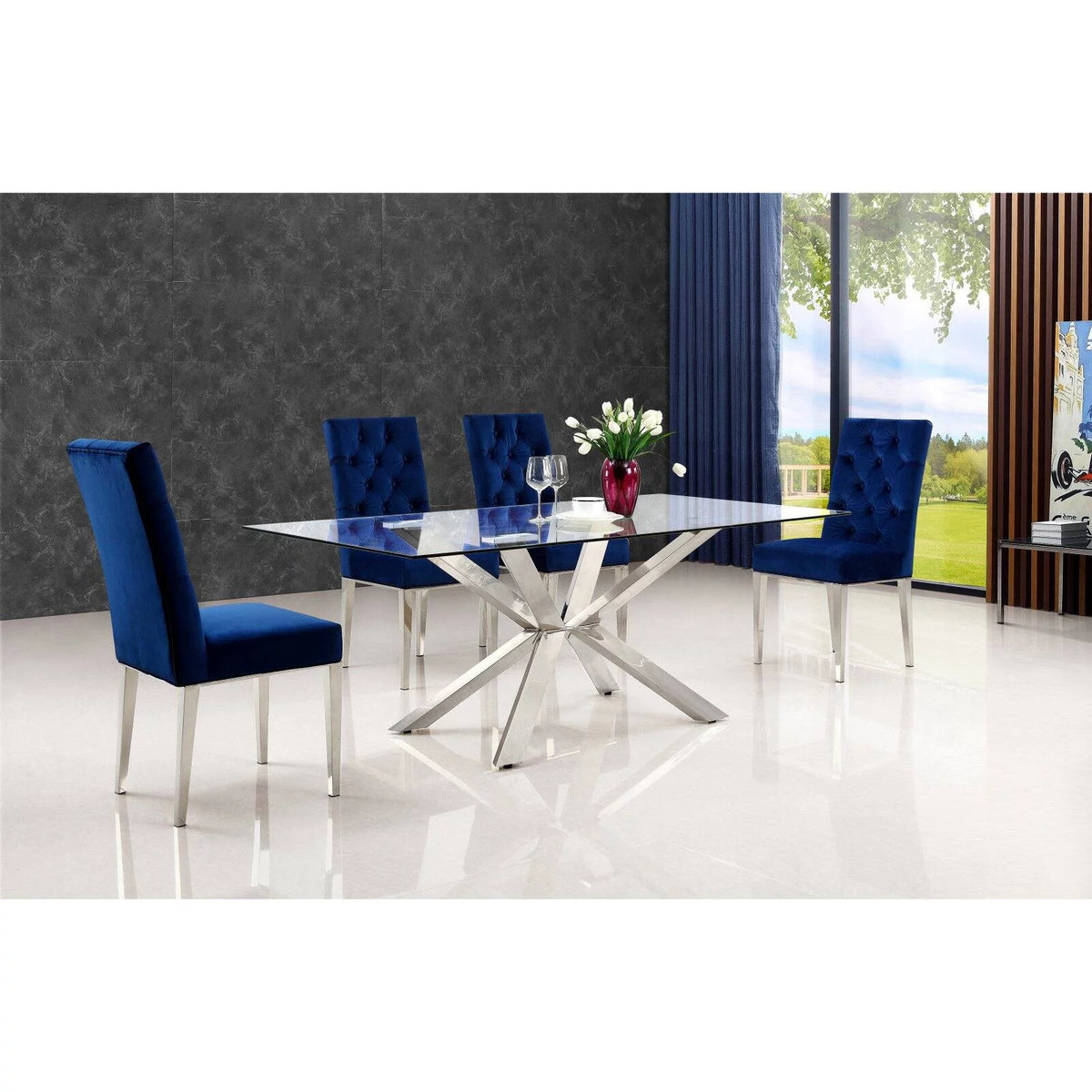 Black Velvet Dining Chair Set of 2 A7465