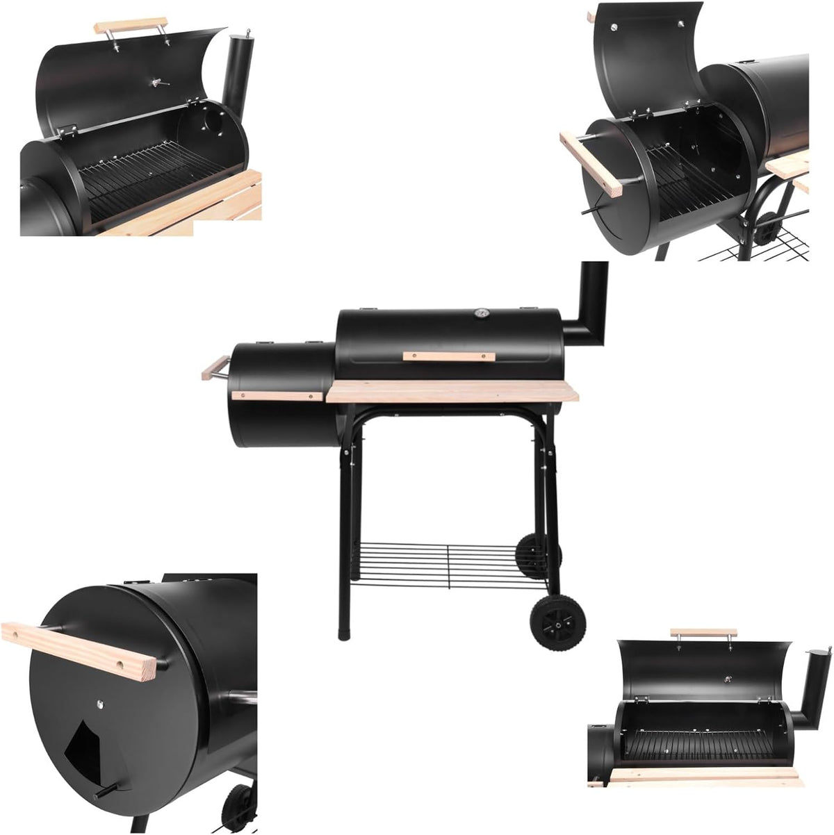 Charcoal Offset Smoker BBQ Grill with Wheels W541