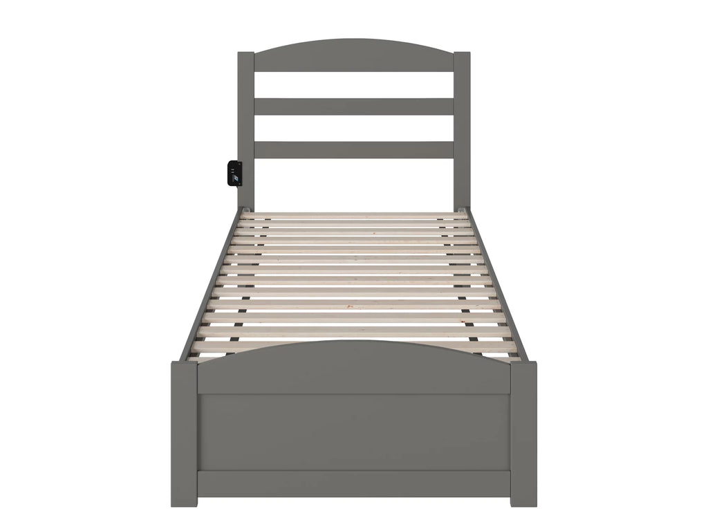 14" Twin XL Grey Wood Platform Bed Frame with Headboard and Footboard E494090