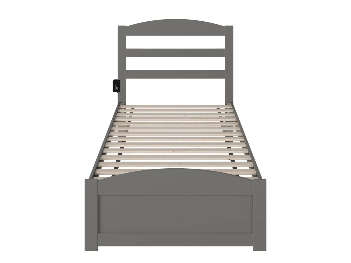 14" Twin XL Grey Wood Platform Bed Frame with Headboard and Footboard E494090