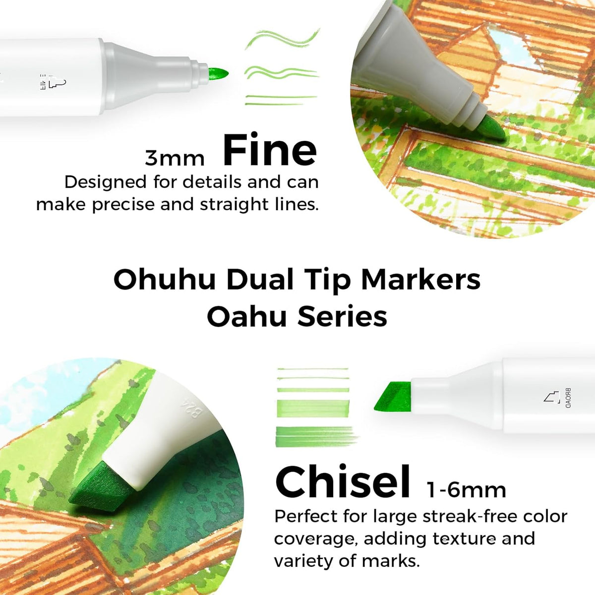 40 Colors Alcohol Markers with Chisel & Fine Dual Tips A82107