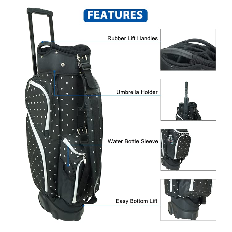 14 Way Divider Top Golf Cart Bag with Wheels S211