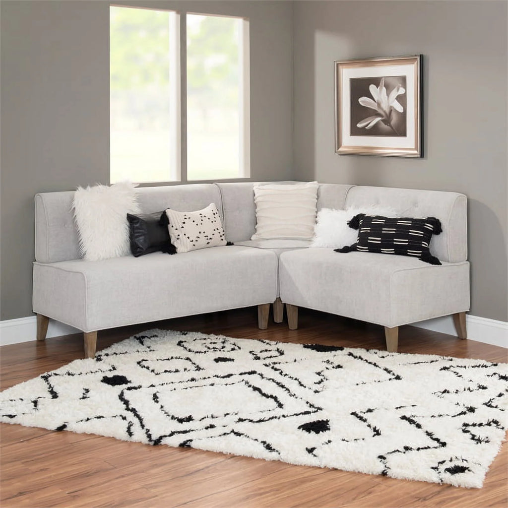 Light Grey Wood Upholstered Corner Bench X680