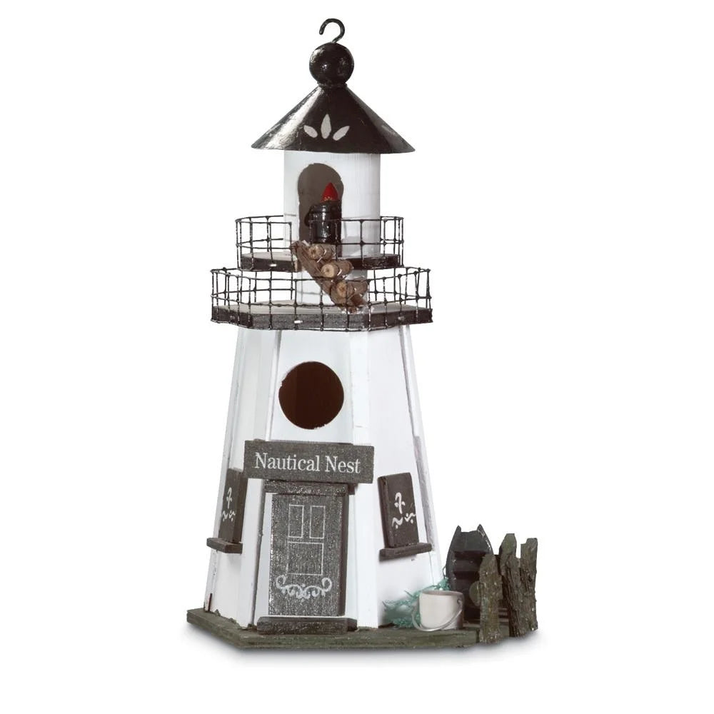 Nautical Wood Lighthouse Bird House K62432