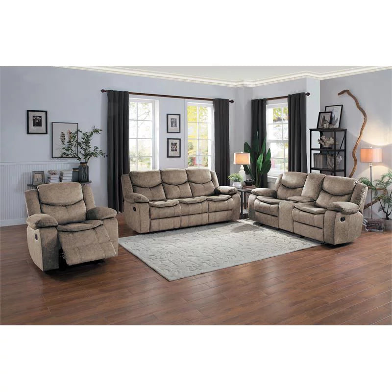 Brown Microfiber Reclining Loveseat R9829