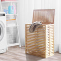 Foldable Bamboo Laundry Hamper with Lid and Liner Bag V74693
