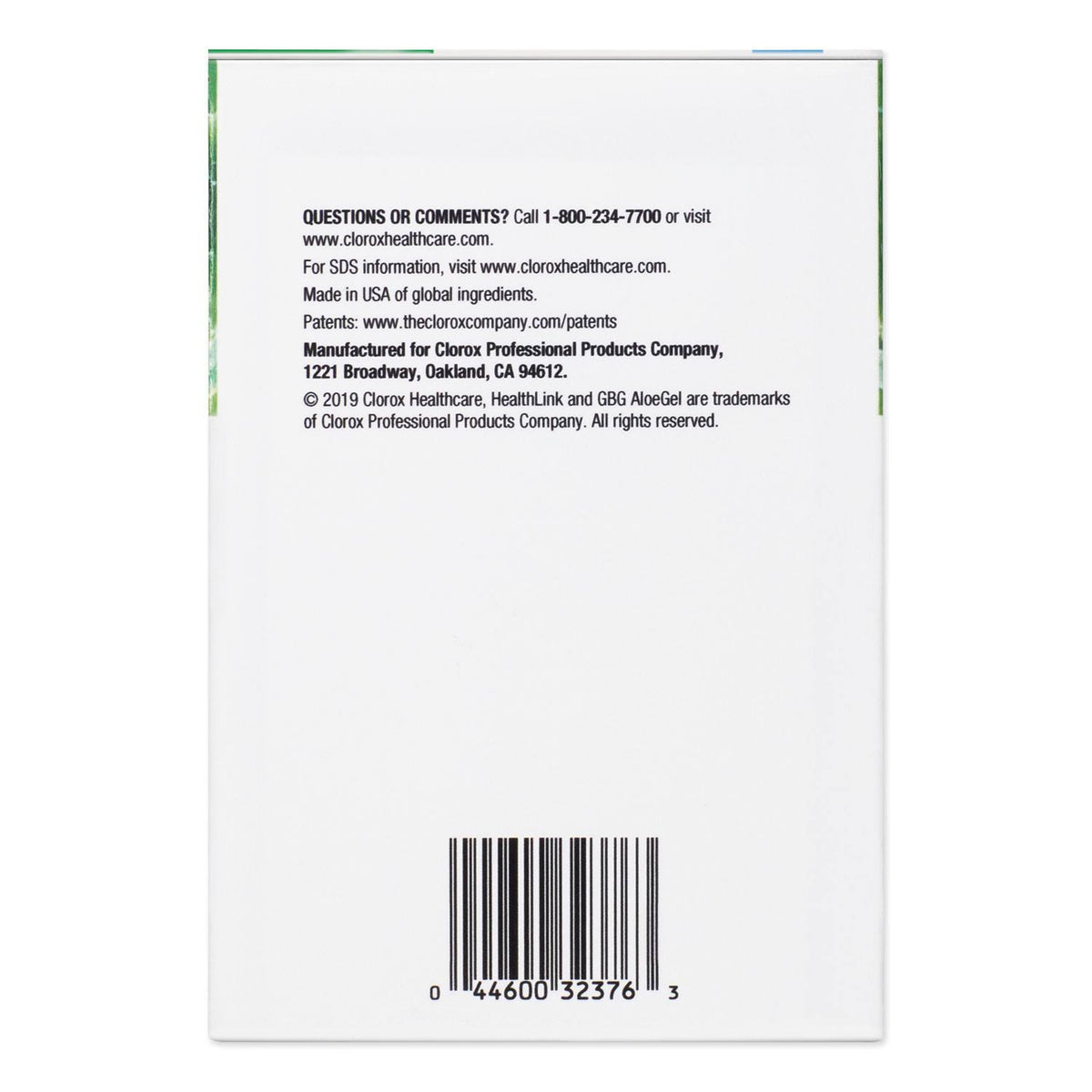 12 Carton AloeGel Hand Sanitizer, 800 ml Bag-in-a-Box P5285