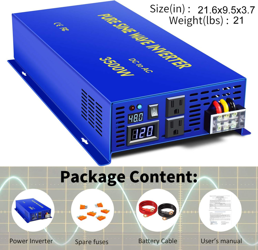 3500 Watt Pure Sine Wave Power Inverter 48V to 120V AC L176