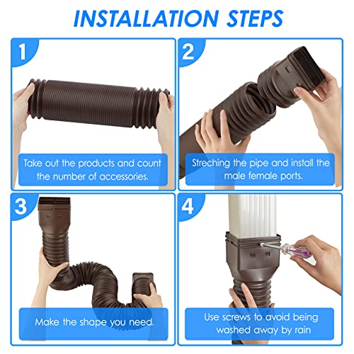 2 Pack Flexible Rain Gutter Downspout Extenders Black P804