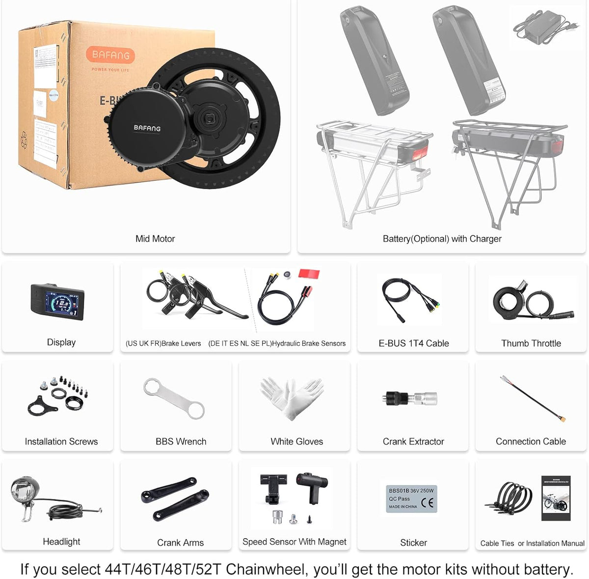 48V 500W Mid Drive Electric Bike Motor Kit F865519
