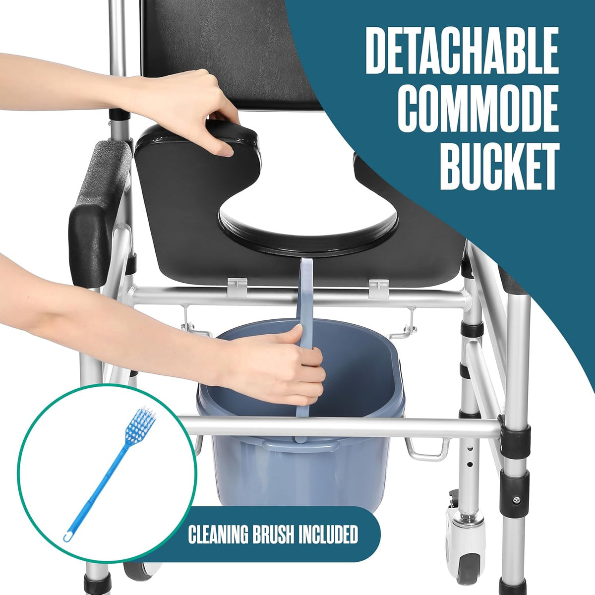Shower Chair with Wheels, Height Adjustable Z83256