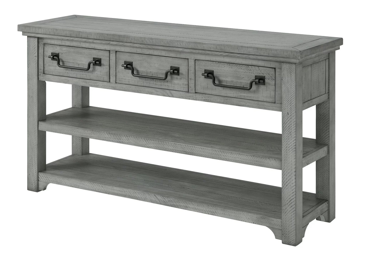 Dove Grey Solid Wood 3-Drawer Sofa Console Table V8609