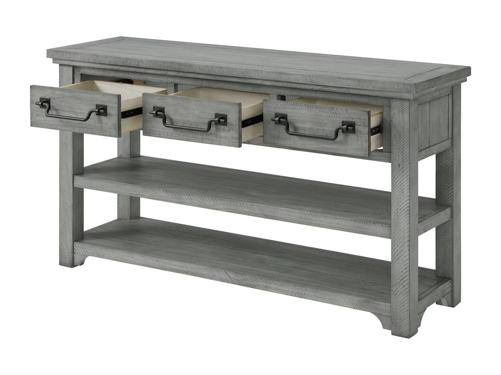 Dove Grey Solid Wood 3-Drawer Sofa Console Table V8609