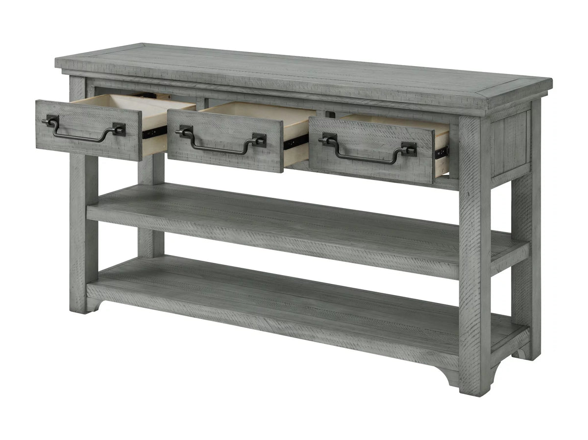 Dove Grey Solid Wood 3-Drawer Sofa Console Table V8609