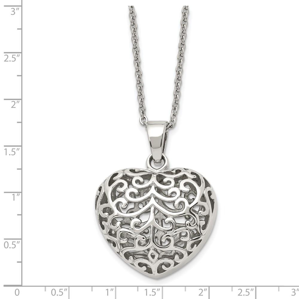 Stainless Steel Filigree Heart Necklace E58724