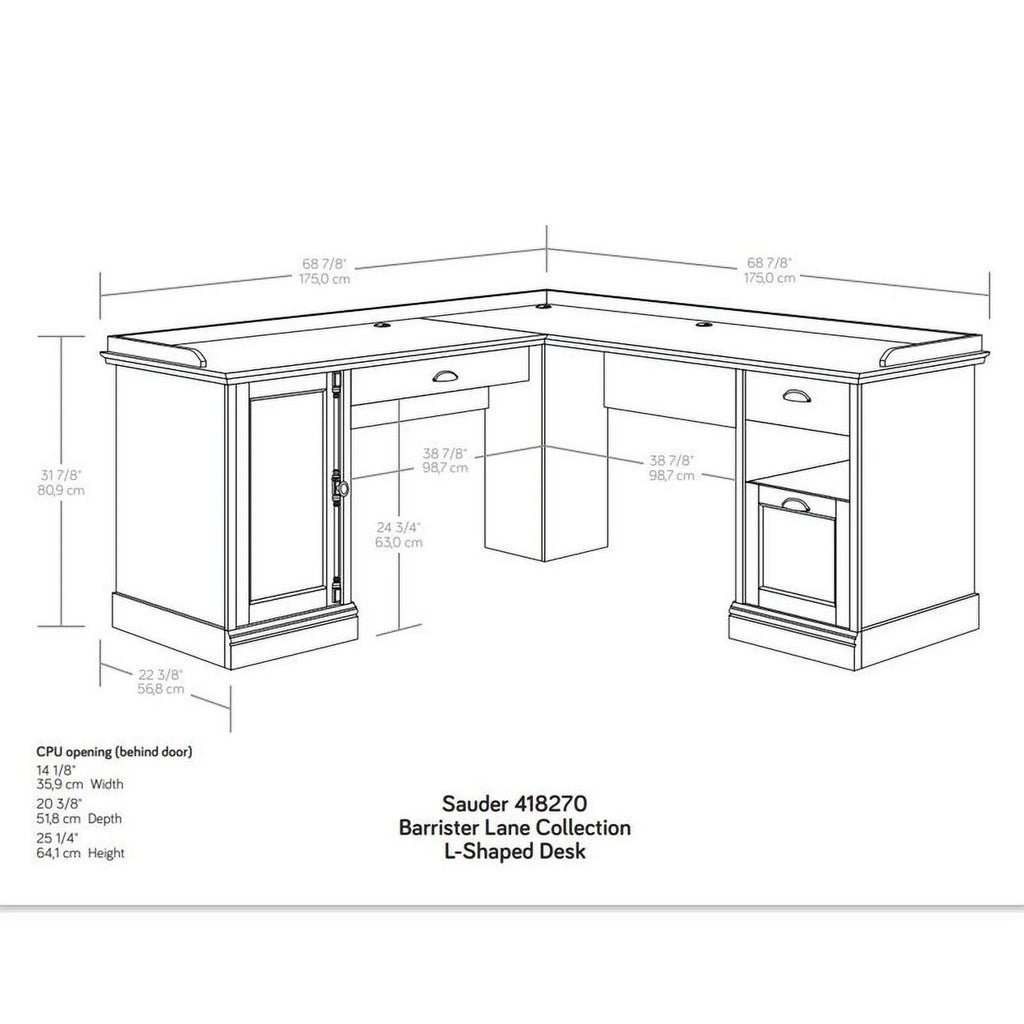 L-Desk, Salt Oak Finish T30050