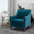 Teal Velvet Accent Armchair with Solid Wood Legs M31950