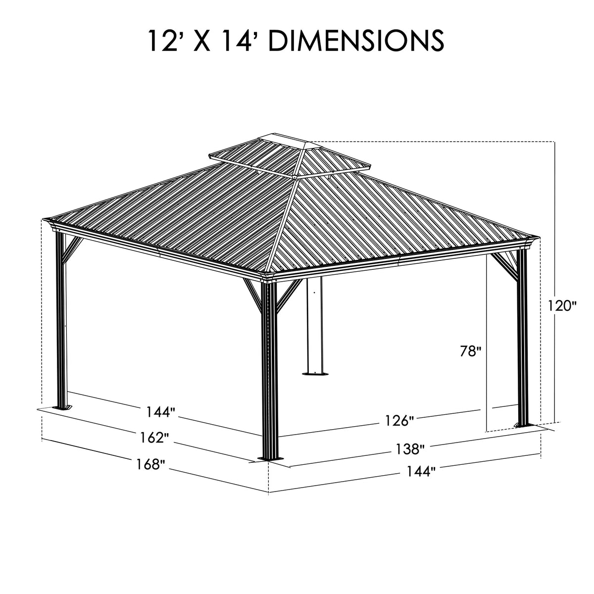 Hardtop Aluminum Gazebo with Mosquito Net and Privacy Sidewalls Q48501