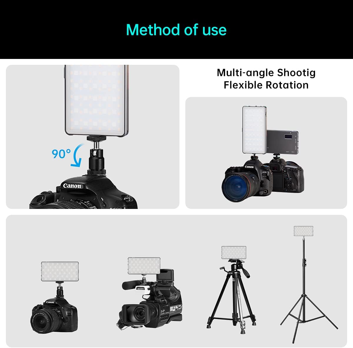RGB Video Light Panel with Aluminum Alloy Body, Pack of 2 P381396