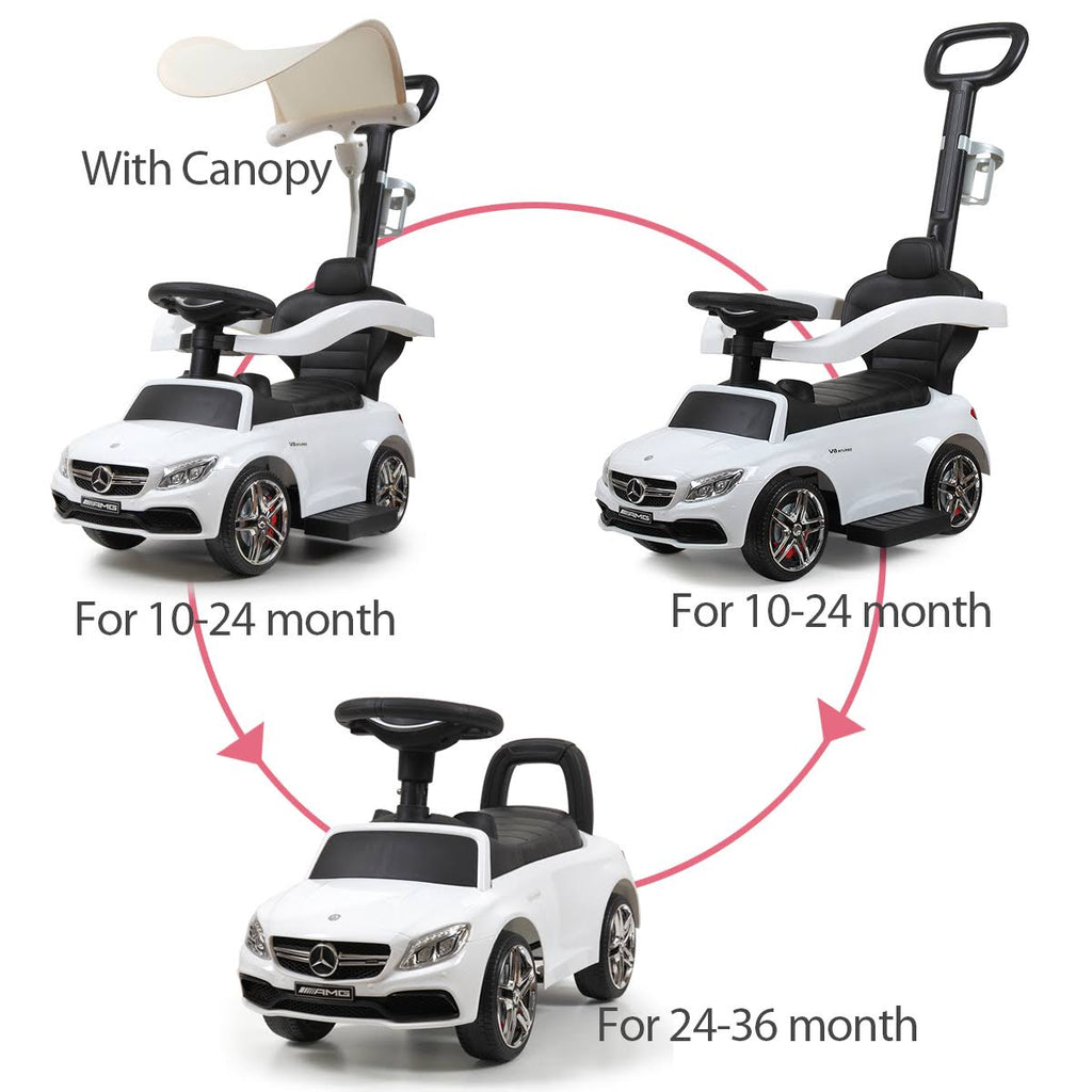 White Toddler Push Car with Canopy M993