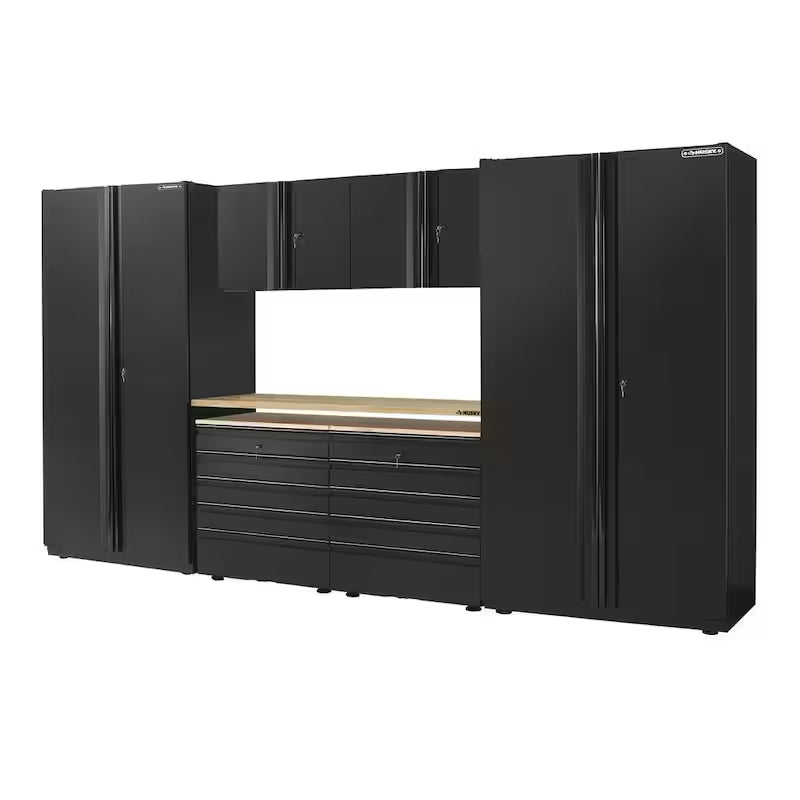 7 Piece Heavy Duty Welded Steel Garage Storage System in Black F116