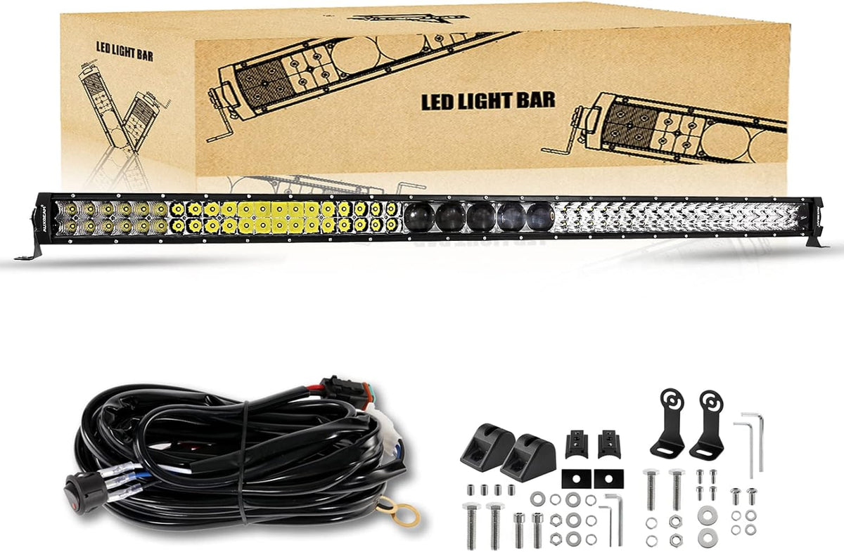 22 Inch 128W Waterproof Dual Row Spot Flood Combo LED Work Lights with Wiring Harness F9733