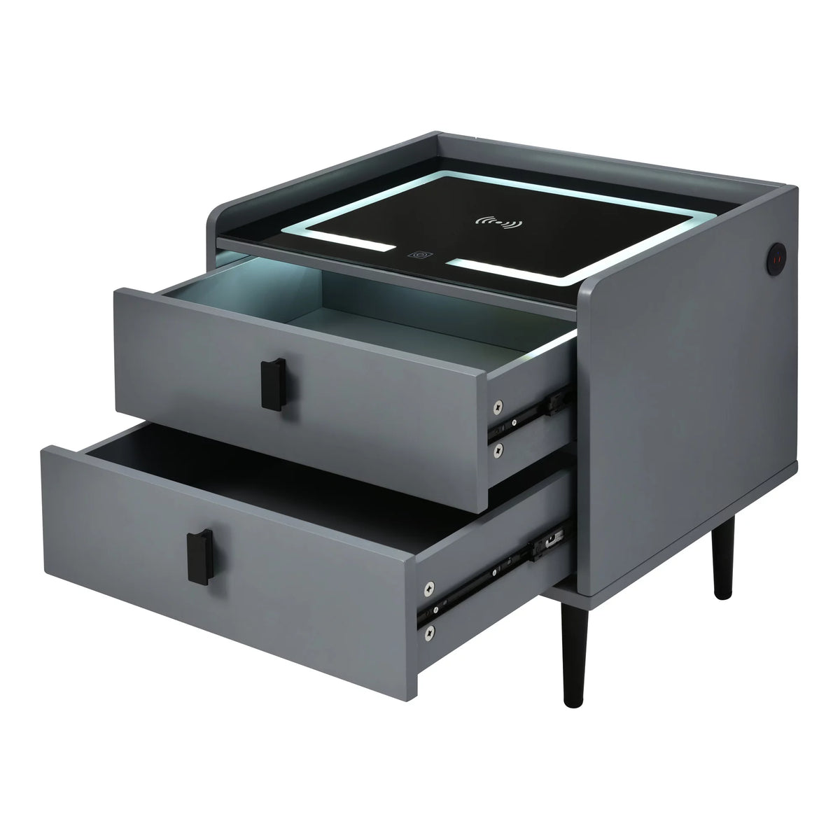 Gray Side Table with Wireless Charging Station U4190