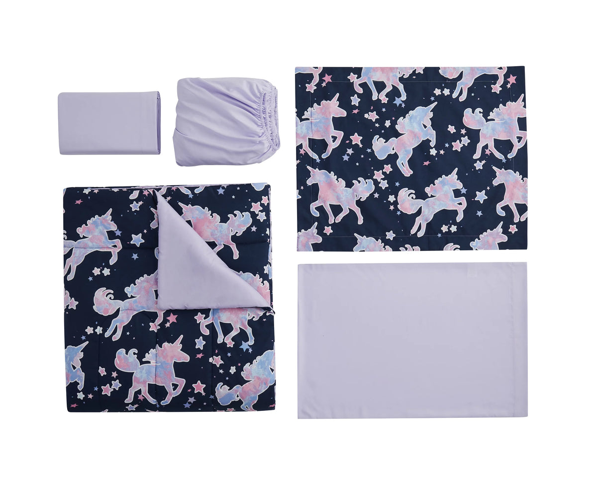 7-Piece Glow in the Dark Unicorn Bed-in-a-Bag, Full E650