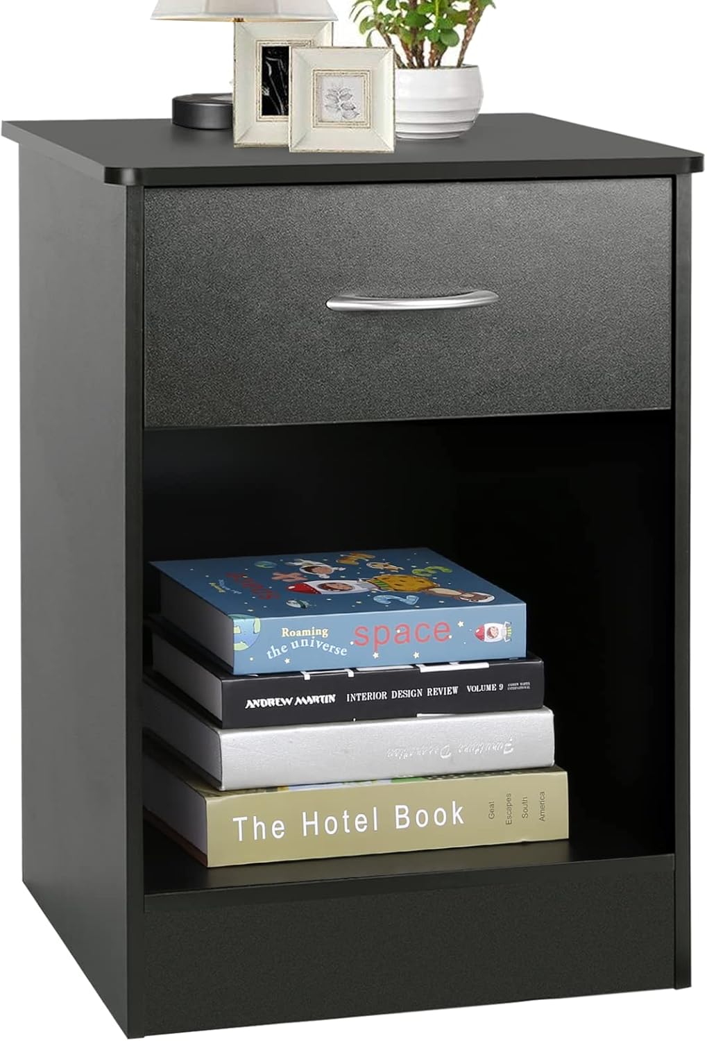Black Nightstand with Drawer I48862