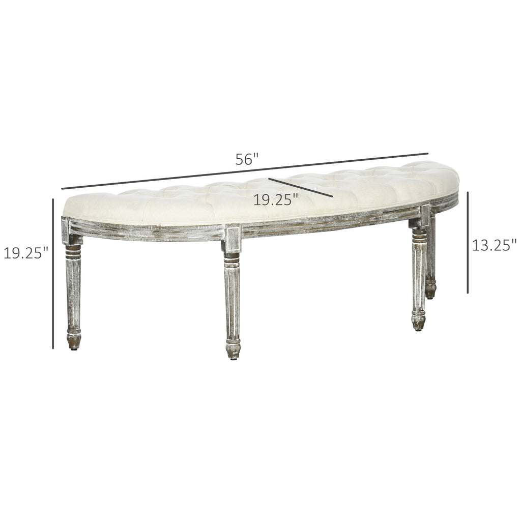 Off White Tufted Ottoman Bench D534