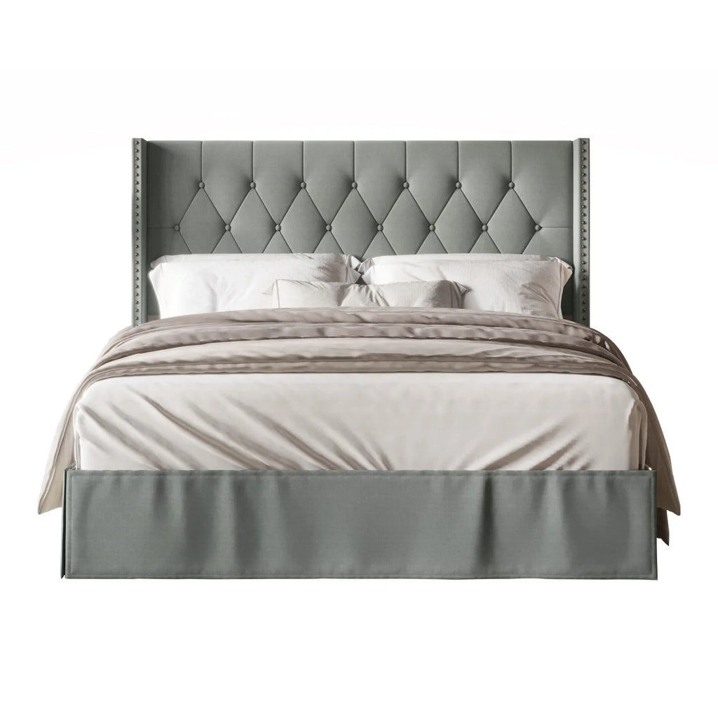 Grey Tufted Upholstered Panel Bed Full C77824