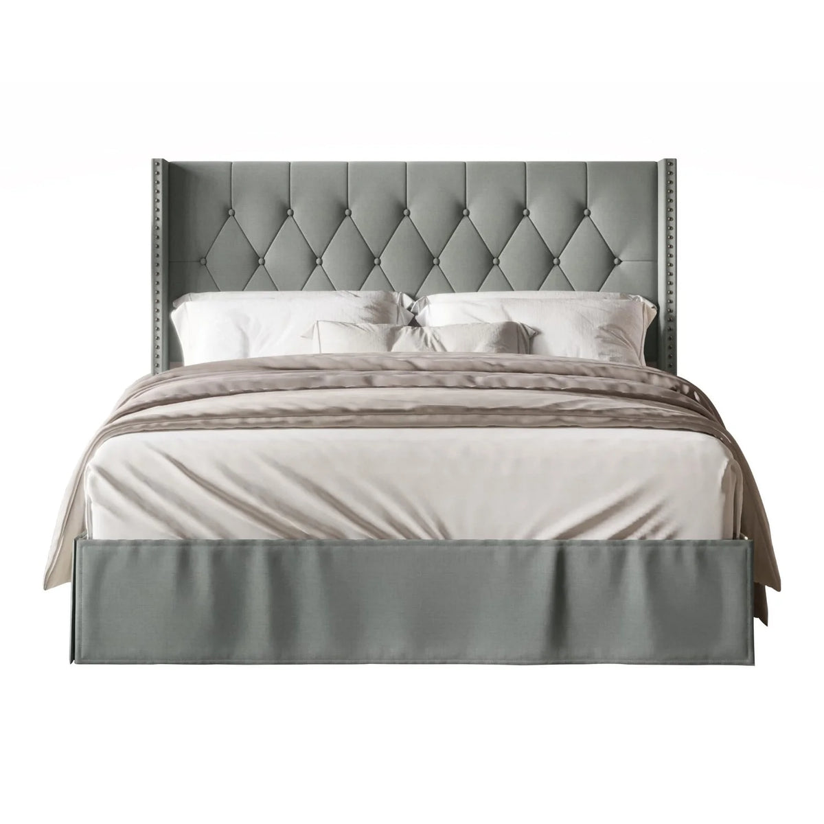 Grey Tufted Upholstered Panel Bed Full C77824