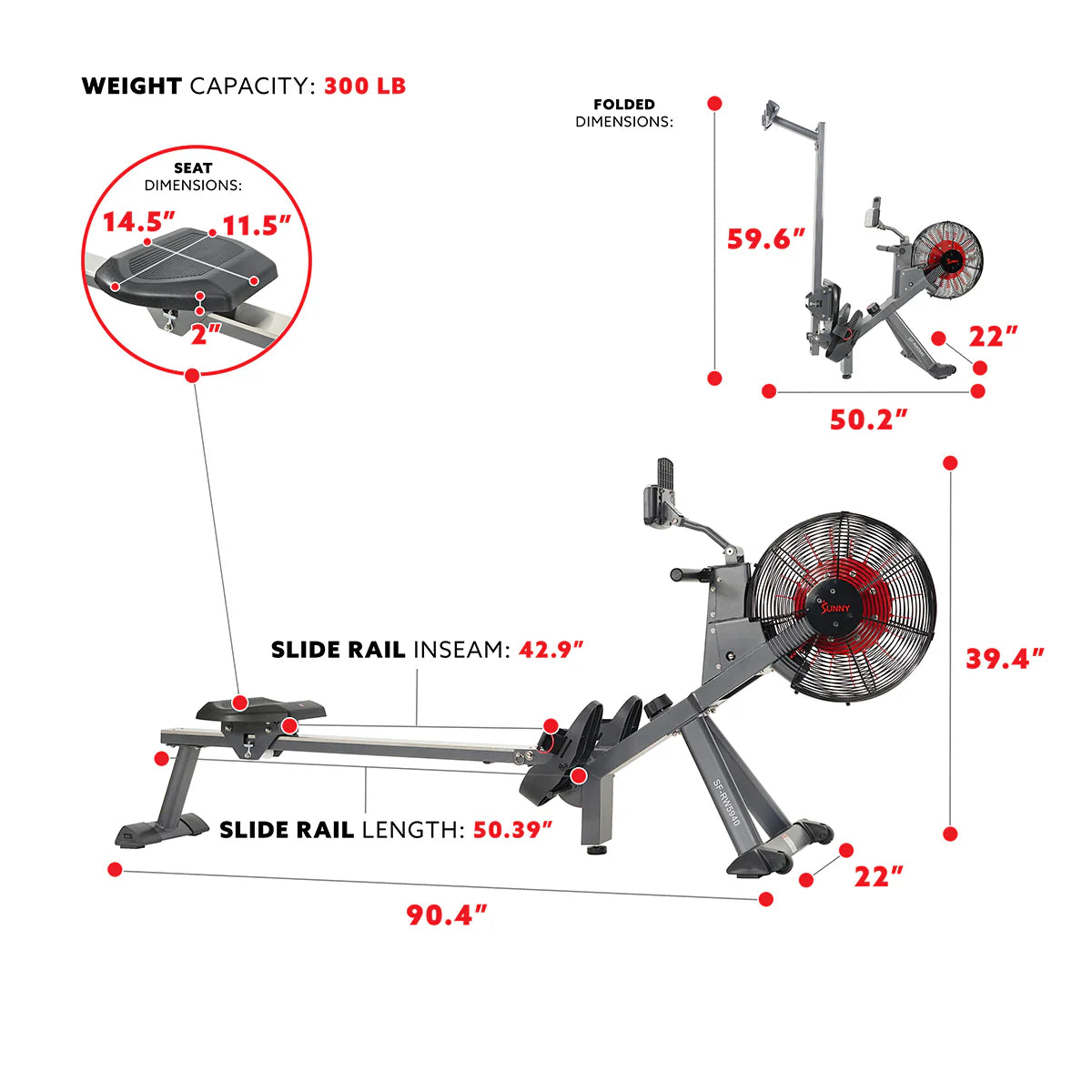 Magnetic Air Resistance Rowing Machine T622944