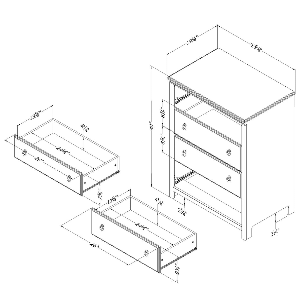 4 Drawers Dresser Pure White and Rustic Oak Z863418