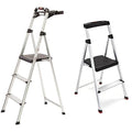 3-Step Lightweight Aluminum Folding Step Ladder with Project Tray, Gray A669837