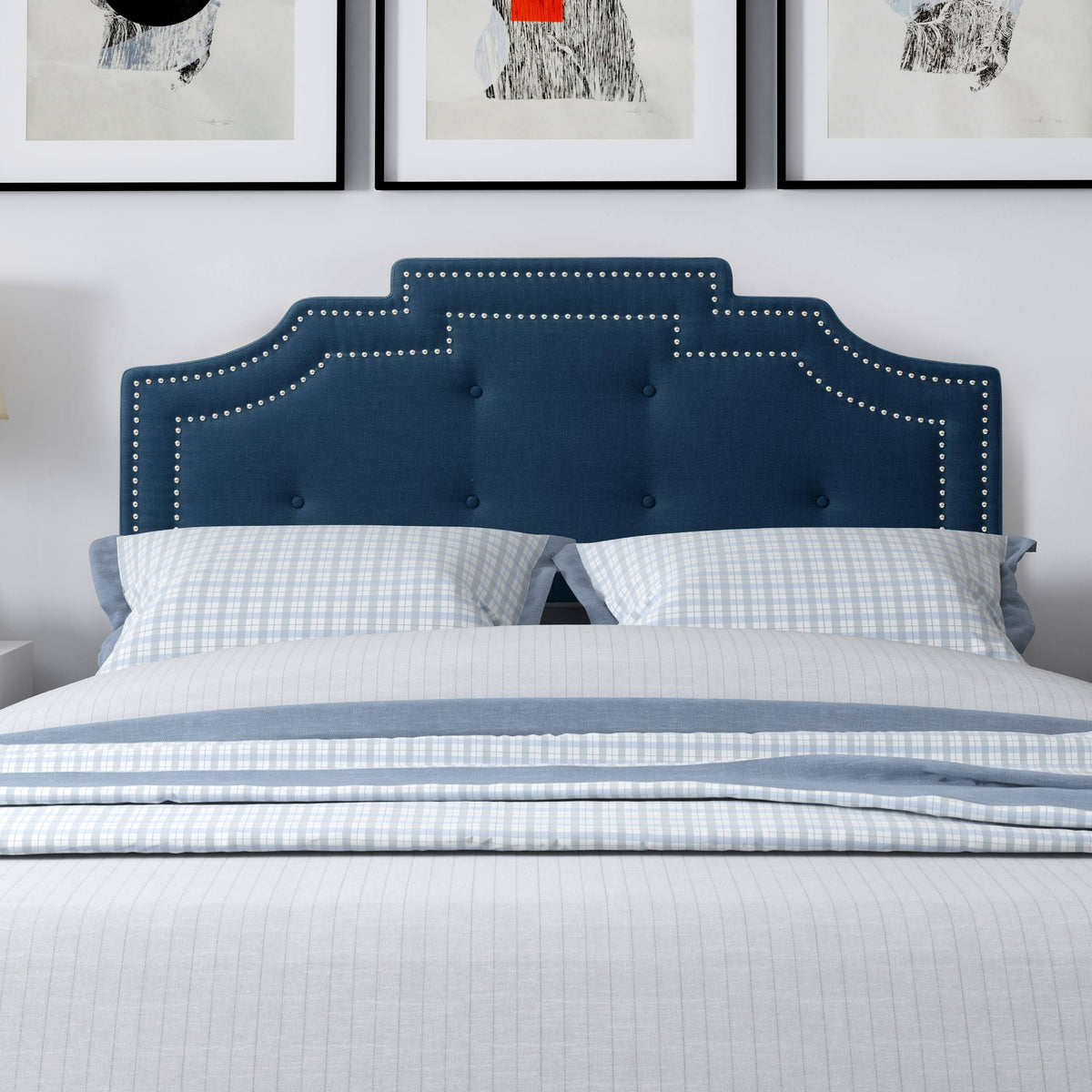 Navy Blue Button Tufted Headboard E1202