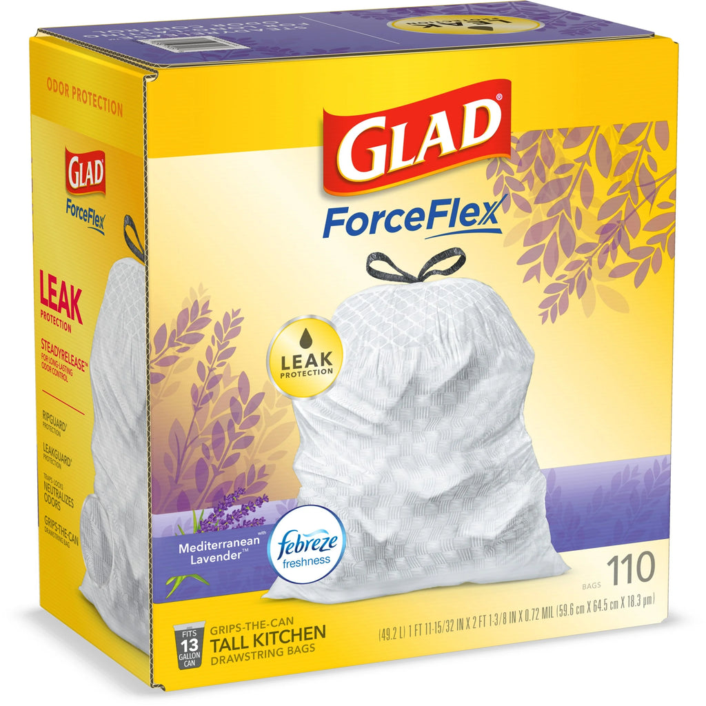 13 Gallon White Drawstring Trash Bags with Febreze Freshness - 110 Count U652