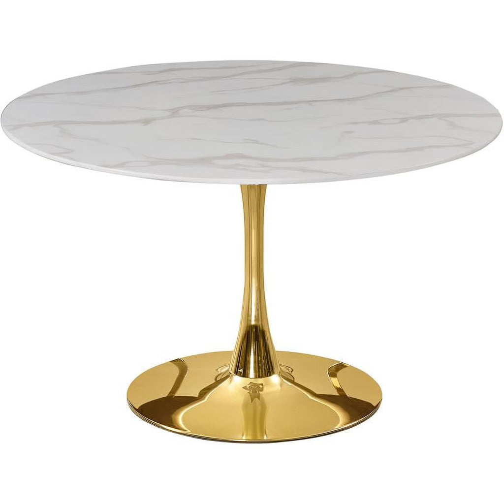 Gold Base Faux Marble Top Dining Table G6915
