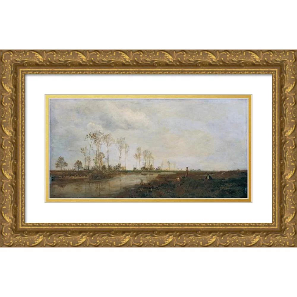 Gold Ornate Wood Frame Double Matted Art Print H82999
