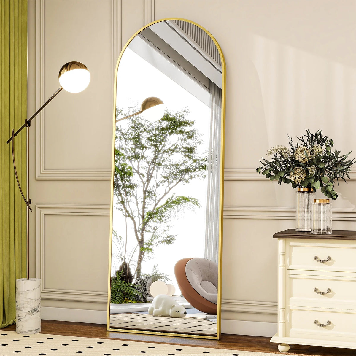Gold Arched Full Length Floor Mirror B2514
