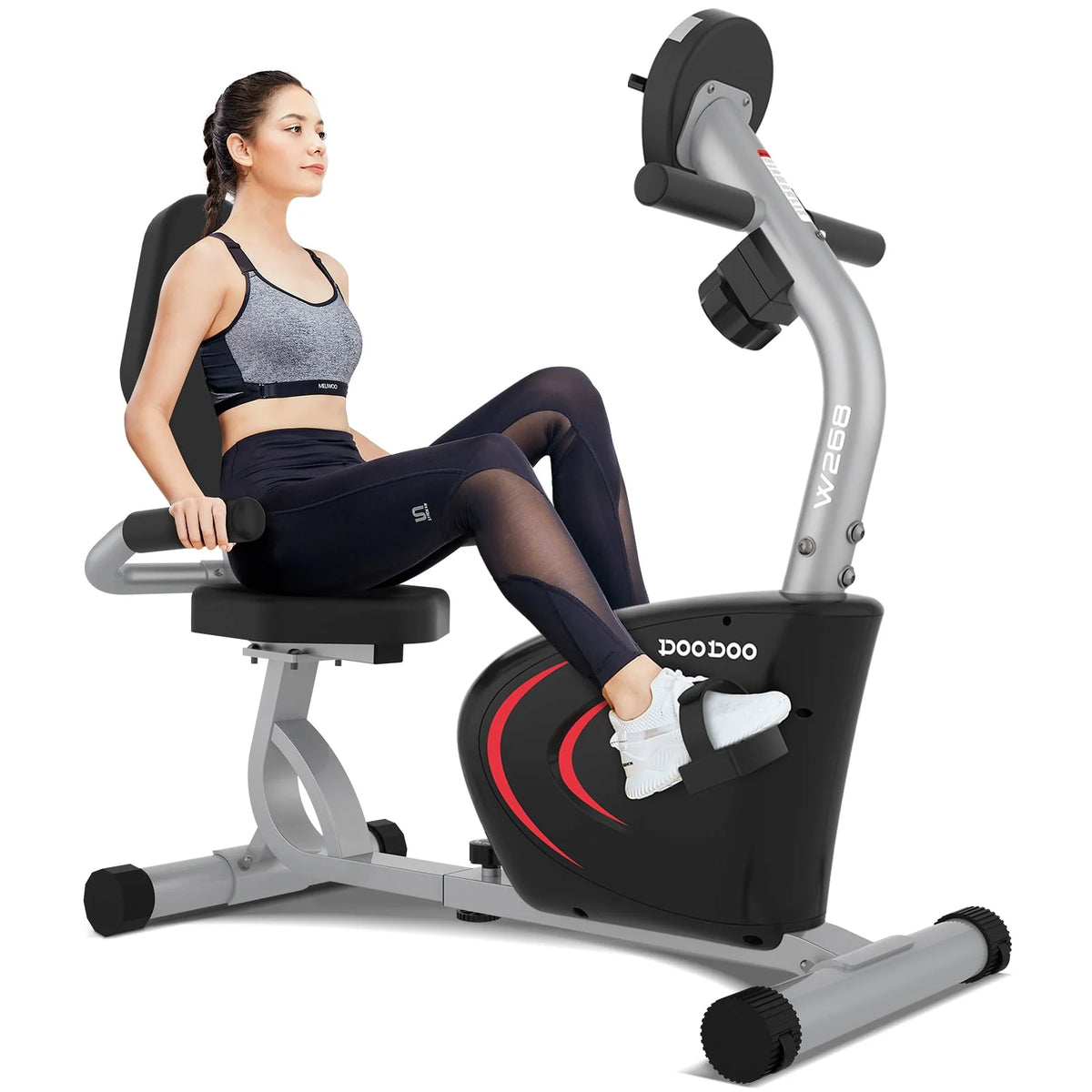 Recumbent Stationary Exercise Bike Adjustable Magnetic Resistance J841