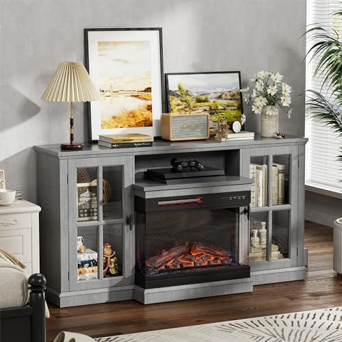 Bright White TV Stand with Storage Cabinets and Sliding Barn Doors N486