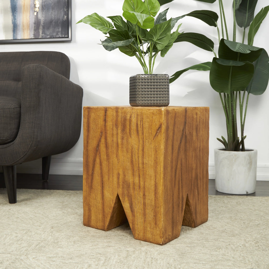 Brown Magnesium Oxide Outdoor Accent Table U1952