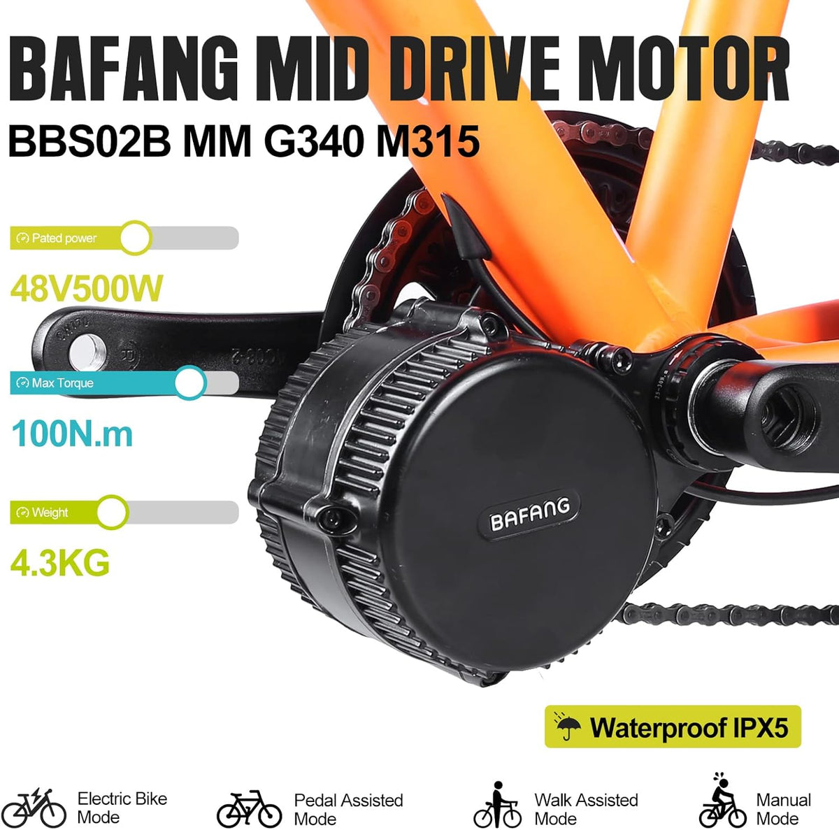 48V 500W Mid Drive Electric Bike Motor Kit F865519
