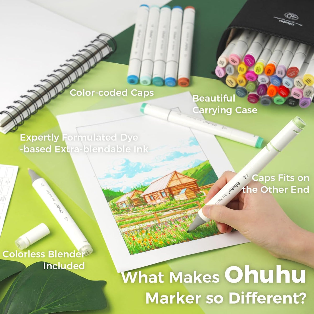 40 Colors Alcohol Markers with Chisel & Fine Dual Tips A82107