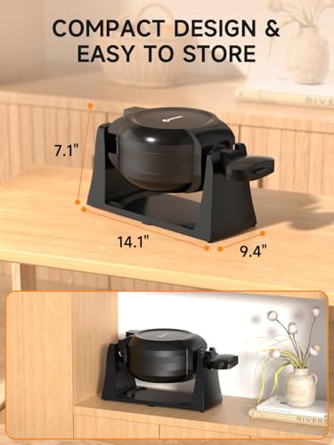 Black 1400W Double Belgian Waffle Iron Nonstick X589