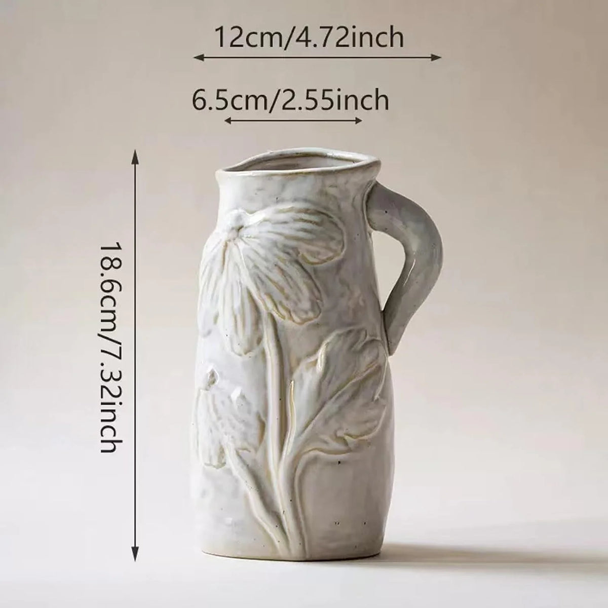 White Ceramic Vase with Handle R507741