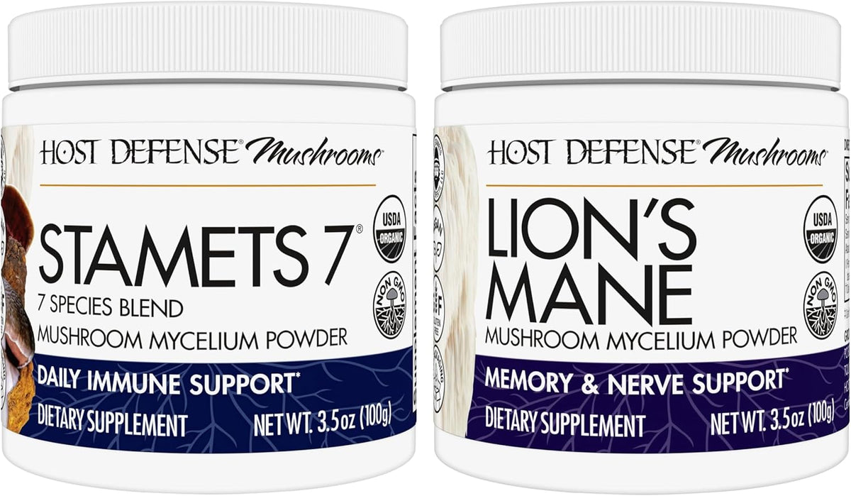 Bundle with Stamets 7 Mushroom Powder 3.5 oz & Lion's Mane Powder 3.5 oz G70798