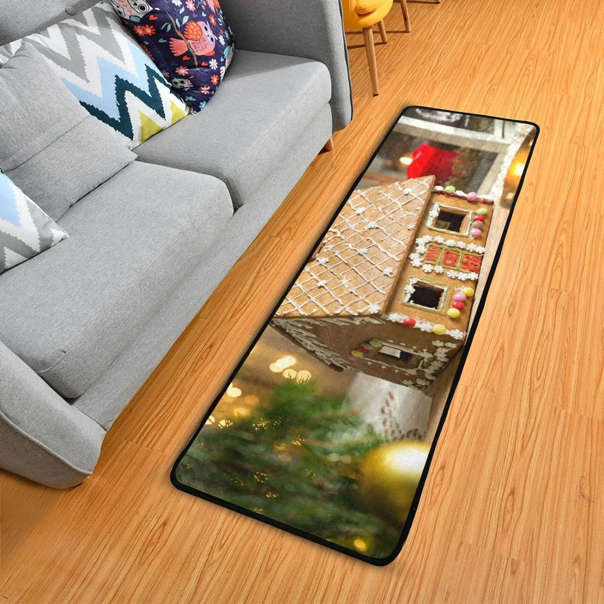 2'X6' Gingerbread House Runner Rug with Rubber Backing N893384